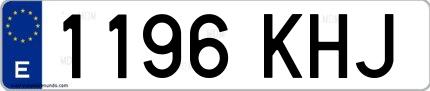 Ejemplo de matrícula española 1196 KHJ