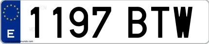 Ejemplo de matrícula española 1197 BTW