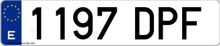 Ejemplo de matrícula española 1197 DPF