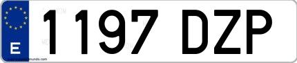 Ejemplo de matrícula española 1197 DZP