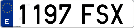 Ejemplo de matrícula de coche ordinaria 1197 FSX