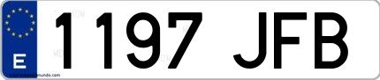 Ejemplo de matrícula española 1197 JFB