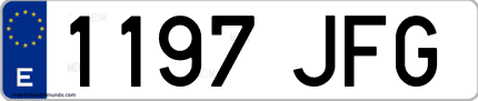 Ejemplo de matrícula de coche ordinaria 1197 JFG