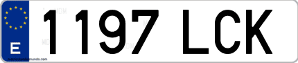 Ejemplo de matrícula de coche ordinaria 1197 LCK