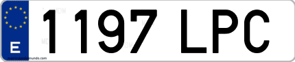 Ejemplo de matrícula de coche ordinaria 1197 LPC