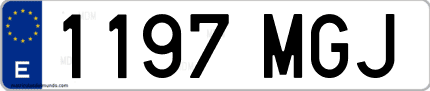 Ejemplo de matrícula de coche ordinaria 1197 MGJ