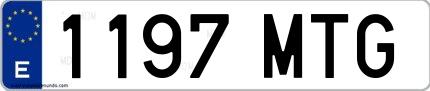 Ejemplo de matrícula española 1197 MTG