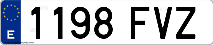 Ejemplo de matrícula de coche ordinaria 1198 FVZ