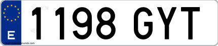 Ejemplo de matrícula española 1198 GYT