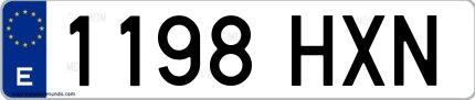 Ejemplo de matrícula española 1198 HXN