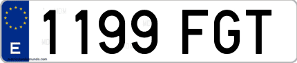 Ejemplo de matrícula de coche ordinaria 1199 FGT