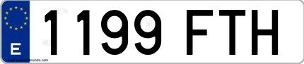 Ejemplo de matrícula española 1199 FTH