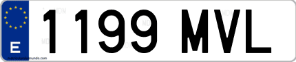 Ejemplo de matrícula de coche ordinaria 1199 MVL