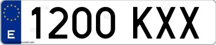Ejemplo de matrícula española 1200 KXX