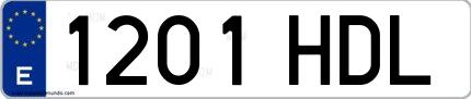 Ejemplo de matrícula española 1201 HDL