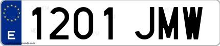Ejemplo de matrícula de coche ordinaria 1201 JMW