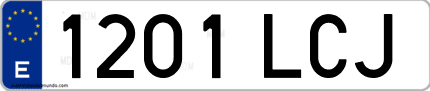 Ejemplo de matrícula de coche ordinaria 1201 LCJ