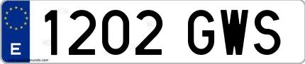 Ejemplo de matrícula española 1202 GWS