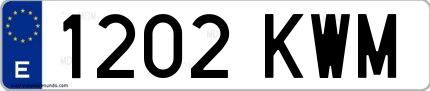 Ejemplo de matrícula española 1202 KWM