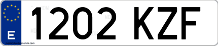 Ejemplo de matrícula de coche ordinaria 1202 KZF