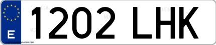 Ejemplo de matrícula española 1202 LHK