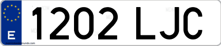 Ejemplo de matrícula de coche ordinaria 1202 LJC