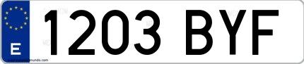 Ejemplo de matrícula española 1203 BYF