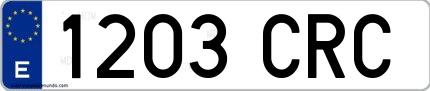 Ejemplo de matrícula española 1203 CRC