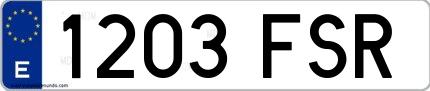 Ejemplo de matrícula española 1203 FSR