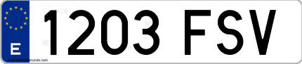 Ejemplo de matrícula de coche ordinaria 1203 FSV