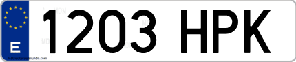 Ejemplo de matrícula de coche ordinaria 1203 HPK