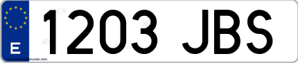 Ejemplo de matrícula de coche ordinaria 1203 JBS