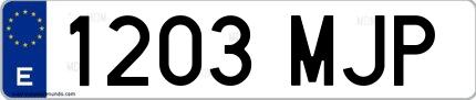 Ejemplo de matrícula española 1203 MJP