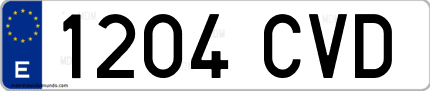 Ejemplo de matrícula de coche ordinaria 1204 CVD