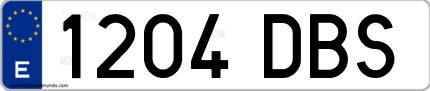 Ejemplo de matrícula de coche ordinaria 1204 DBS