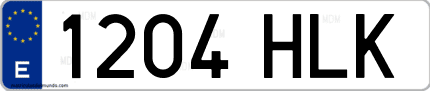 Ejemplo de matrícula de coche ordinaria 1204 HLK