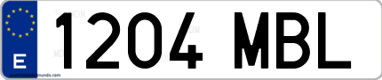 Ejemplo de matrícula de coche ordinaria 1204 MBL