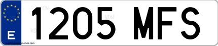 Ejemplo de matrícula española 1205 MFS