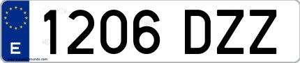 Ejemplo de matrícula española 1206 DZZ