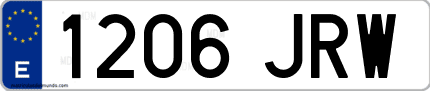 Ejemplo de matrícula de coche ordinaria 1206 JRW