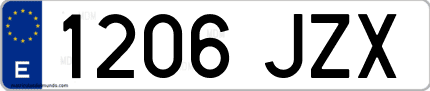 Ejemplo de matrícula de coche ordinaria 1206 JZX