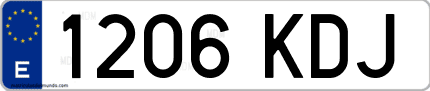 Ejemplo de matrícula de coche ordinaria 1206 KDJ