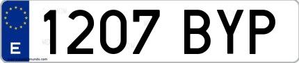 Ejemplo de matrícula española 1207 BYP