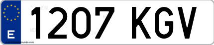 Ejemplo de matrícula de coche ordinaria 1207 KGV