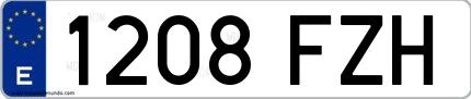 Ejemplo de matrícula española 1208 FZH