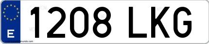 Ejemplo de matrícula española 1208 LKG