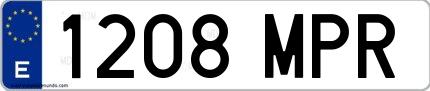 Ejemplo de matrícula española 1208 MPR