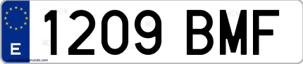 Ejemplo de matrícula de coche ordinaria 1209 BMF