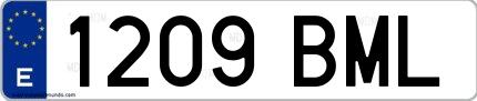 Ejemplo de matrícula española 1209 BML