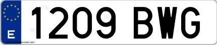 Ejemplo de matrícula española 1209 BWG
